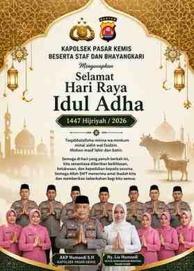 Kapolsek Pasar Kemis bersama Staf Bhayangkari Mengucapkan Selamat Hari raya idul Adha 1447H